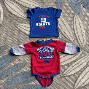 New York Giants NFL Unisex Bodysuit Tee Bundle Set Size 12m My 1st Giants Tee